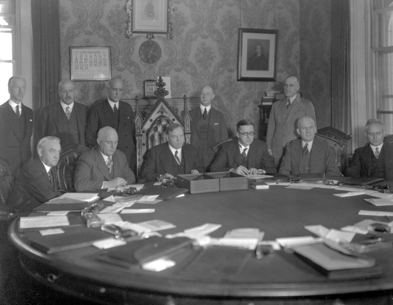 Charles Stewart, seated to the left of Prime Minister William Lyon Mackenzie Kin