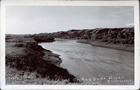 Looking down the Red Deer River near what is now Drumheller, a short distance downstream from Kneehills Creek, where Peter Fidler encountered coal seams in 1793 