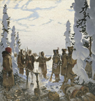 Ambassadress of Peace, A Chipewyan Woman Makes Peace with the Cree, 1715, Franklin Arbuckle, 1952. Thanadelthur, the Ambassadress of Peace, was a Chipewyan woman who brought about a peace agreement between her people and the Cree. She also told Hudson’s Bay Company employees of oil or bitumen seeping from the banks of rivers in her homeland.