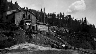 Oil sands separation plant on the Clearwater River, 1930, Source:	Provincial Archives of Alberta, A3536