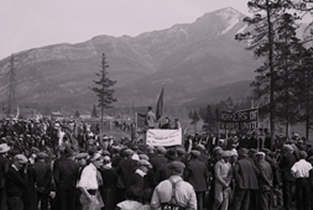 A coal miners’ union rally