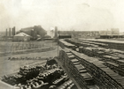 The Alberta Clay Products Factory and Storage Yard, Medicine Hat, Alberta, ca. 1910-1912; the abundance of natural resources caused the local <em>Medicine Hat Daily News</em> to wonder in May 1907, "With the clays, fuel and power, why should Medicine Hat not make the pressed brick, common bricks, sewer pipe, tile and cement for the whole West?"<br/>Source: Glenbow Archives, PA-3673-2