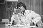 Harold Cardinal participates in a First Nations meeting in Calgary, April 1975. As leader of the Indian Association of Alberta, Cardinal worked with other political leaders in Alberta and nationally to improve conditions for First Nations people.