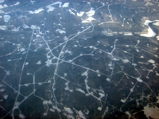An aerial view of the oil fields of the Pembina and West Pembina region. Source: WikiCommons/Qyd