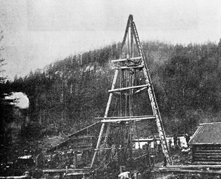 Rocky Mountain Development Company oil well in the Waterton region, ca. 1902. Source: Glenbow Archives, NA-1585-7