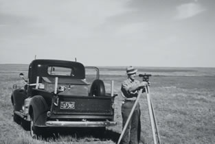 An oil company surveyor in southern Alberta, 1940